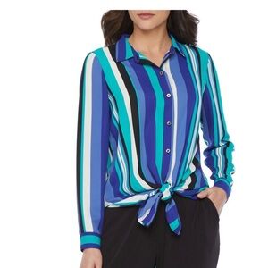 Bold Elements Tie Front Long Sleeve Tunic Top